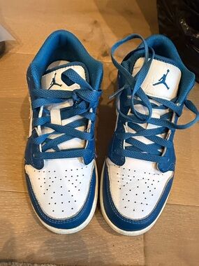 Jordan Youth Blue and White Low-Top Sneakers with Jumpman